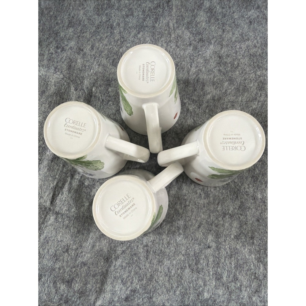 Corelle Coordinates Stoneware Mugs Cups Camellia Floral Ladybug Dragonfly Set 4 - Picture 7 of 7
